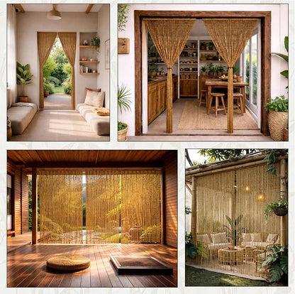 Natural Bamboo Beaded Curtain for Doorway 35.4" x 78.7" | 90-strand bead curtain - Image 6