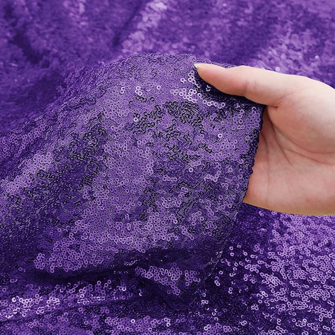 Sugargirl Purple Sequin Backdrop Curtain 4 Panels 2FTx8FT Glitter Purple - Image 5