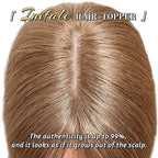Hair Toppers for Women Real Human Hair,10 inch 30g Light Brown Human Hair Topper for Women 150% Density Silk Base Middle Part Clip in Hair Pieces Straight Hair for Daily Use