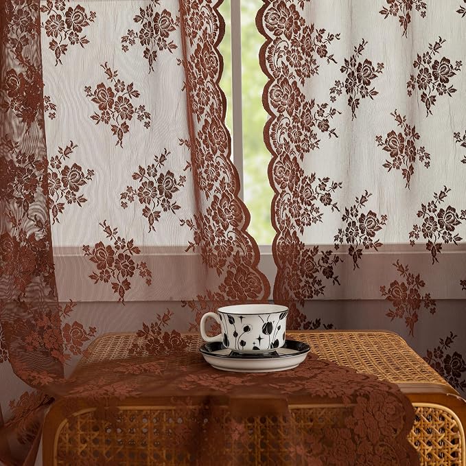 Kotile Warm Brown Lace Curtains - Image 4