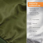 Silk Satin Lined Bonnet Sleep Cap - Adjustable Stay on All Night Hair Wrap Cover Slouchy Beanie for Curly Hair Protection for Women and Men - Solid Olive Green