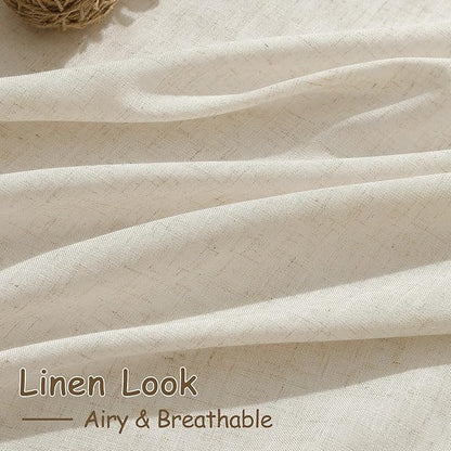 102 Inch Long Curtains for Living Room Birch Beige Linen Light Filtering Semi - Image 4
