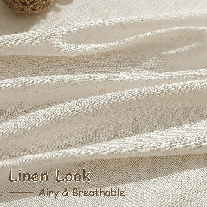 Living Room Curtains 63 Inch Length Linen Birch Beige Luxury Light Filtering - Image 4