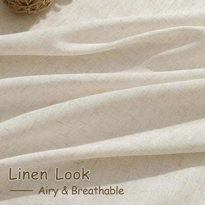 Living Room Curtains 63 Inch Length Linen Birch Beige Luxury Light Filtering - Image 4