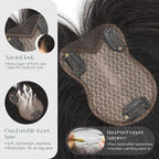 Hairro Real Hair Toppers For Women With Thinning Hair Human Hair Clip In Topper 3D Bangs Hair Clip Handmade Short Toupee Hairpiece With Air Bangs French Bang 11 Inches 21g #02 Dark Brown