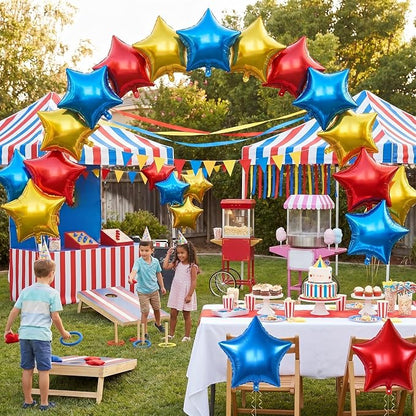 Blue Red Gold Foil Balloons Star 12 Pcs, 18 Inch Large Metallic Royal Blue Red - Image 6