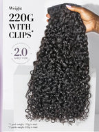 LUVME Invisible Clip in Hair Extensions 2 Pack Messy Curly Real Human Hair, Remy Hair Clip ins for Women, Natural Human Hair, 14 inch 220g 12Pcs, Natural Black