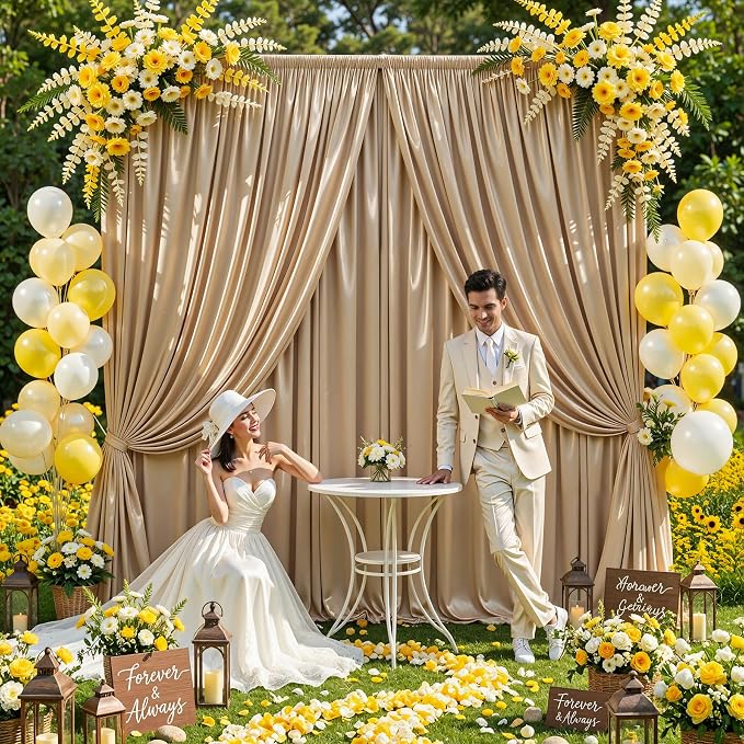20x10ft Champagne Gold Glitter Backdrop Curtain - Image 7
