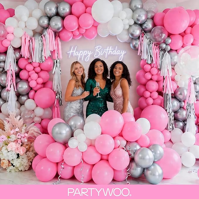 PartyWoo Pink Balloons 100pcs Matte Pink Color 36 18 12 10 5 Inch | 36 18 12 10 - Image 6
