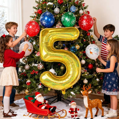 Jonhamwelbor 40 Inch Laser Gold Number 5 Balloon Foil Mylar Giant Balloon - Image 5