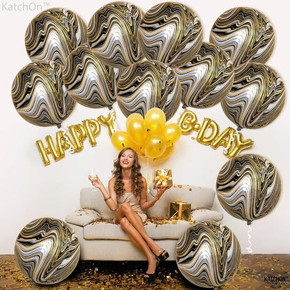 KatchOn, 4D Black and Gold Marble Balloons - Image 3