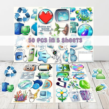 50 Pcs Frutiger Aero Stickers Y2K Aesthetic Vinyl Decal Waterproof Cute - Image 2