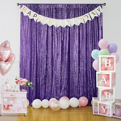Sugargirl Purple Sequin Backdrop Curtain 10FTx10FT Glitter Purple Background - Image 7