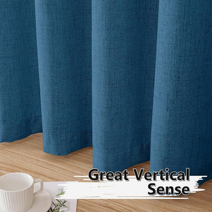 Tollpiz Linen Curtains Living Room Rod Pocket Semi Sheer Curtain Burlap Light - Image 4