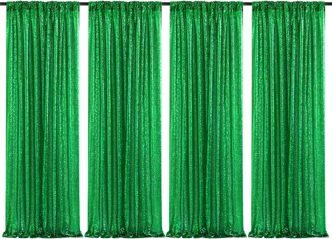 Green Sequin Backdrop Curtains-4 Panels 2FTx8FT Green Backdrop by SoarDream