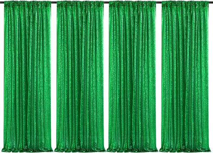 Green Sequin Backdrop Curtains-4 Panels 2FTx8FT Green Backdrop by SoarDream