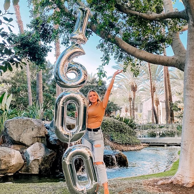 40'' Silver Number 9 Balloons for Women Men, Giant Self Inflating Foil Number - Image 9