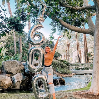 40'' Silver Number 9 Balloons for Women Men, Giant Self Inflating Foil Number - Image 9
