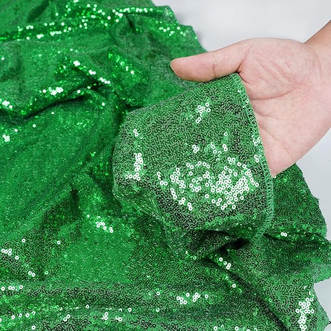 PartyDelight Green Sequin Backdrop Curtains 2x8ft 4 Panels | Sparkly 3mm sequins - Image 3