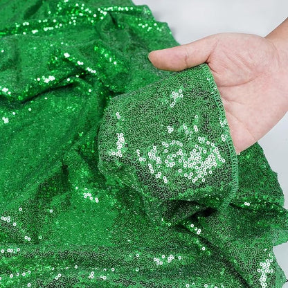 PartyDelight Green Sequin Backdrop Curtains 2x8ft 4 Panels | Sparkly 3mm sequins - Image 3