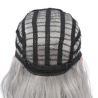 FAELBATY Grey Wigs with Bangs Women Girl's Ombre Grey Bob Wig Synthetic Cosplay Costume Wigs (12" Dark Root Ombre Grey)