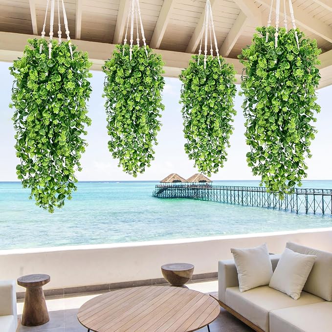 4Pcs Fake Hanging Plants 3ft Fake Plants Vines Greenery | UV Resistant Faux - Image 6