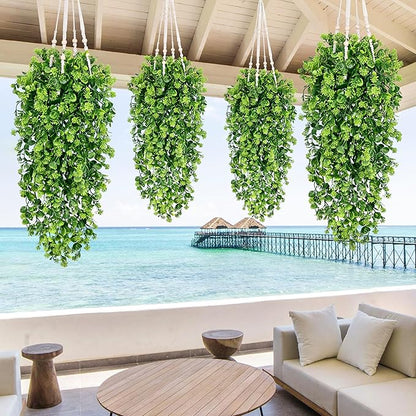 4Pcs Fake Hanging Plants 3ft Fake Plants Vines Greenery | UV Resistant Fake - Image 5