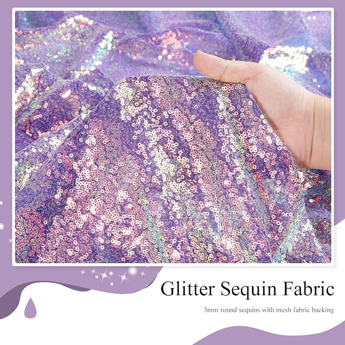SoarDream Mermaid Purple Sequin Backdrop 6 Pcs 2ftx8ft Glitter Backdrop Curtains - Image 5