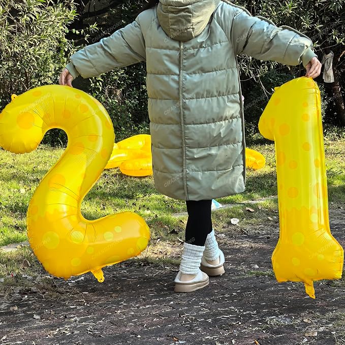 40in Yellow Polka Dot Number 2 Helium Foil Polyester Film Balloon Digital 2 | - Image 6
