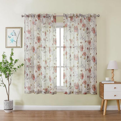 Printed Sheer Curtians 54 Inches Long by OWENIE