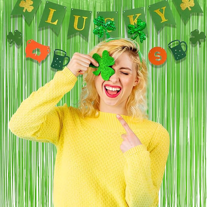 Lime Green Streamers Party Backdrop - Image 5