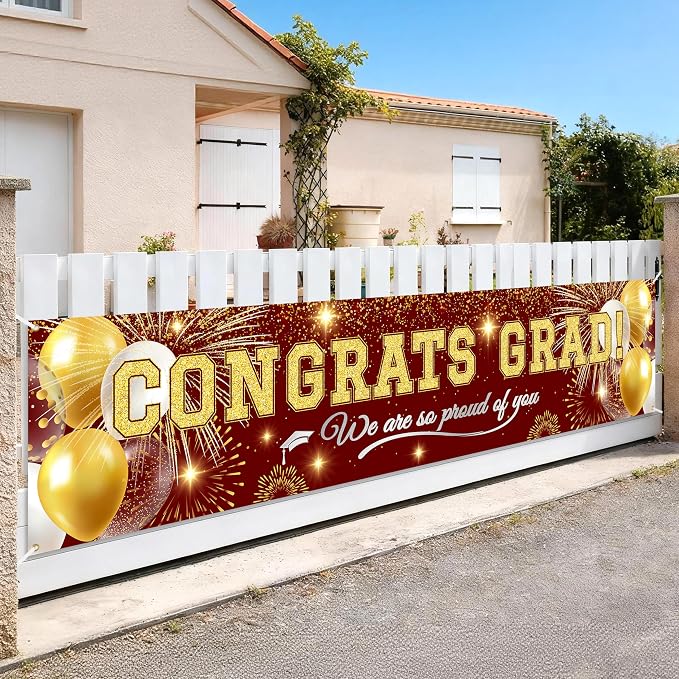 Graduation Banner Decorations | Class of 2026 Congrats Grad Banner Yard Outdoor by Unknown
