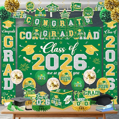 Graduation Decorations Class of 2026 Green and Gold Graduation Decorations - Image 3