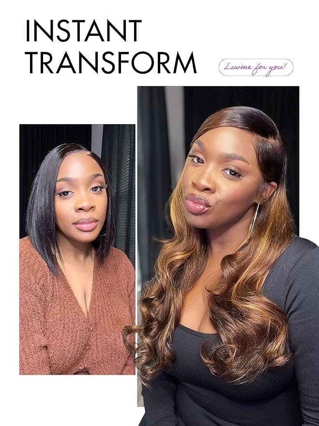 LUVME HAIR 7x6 HD Lace All-Day Comfort Wig 200% Density Hair PartingMax Lace Wigs Highlight Color Loose Body Wave Lace Front Wigs Human Hair Pre Cut Plucked Lace Frontal Glueless 26 Inches Mix Brown