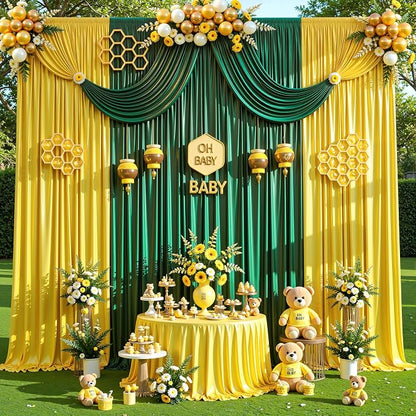 10x10 ft Dark Green Glitter Backdrop Curtain - Image 6