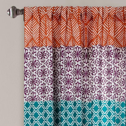 Lush Decor Bohemian Stripe Window Curtain Panels, Pair 52" W x 63" L Fuchsia & - Image 2