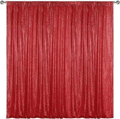 Sugargirl Red Sequin Backdrop Curtain 7FTx7FT Glitter Red Background Drapes by Sugargirl