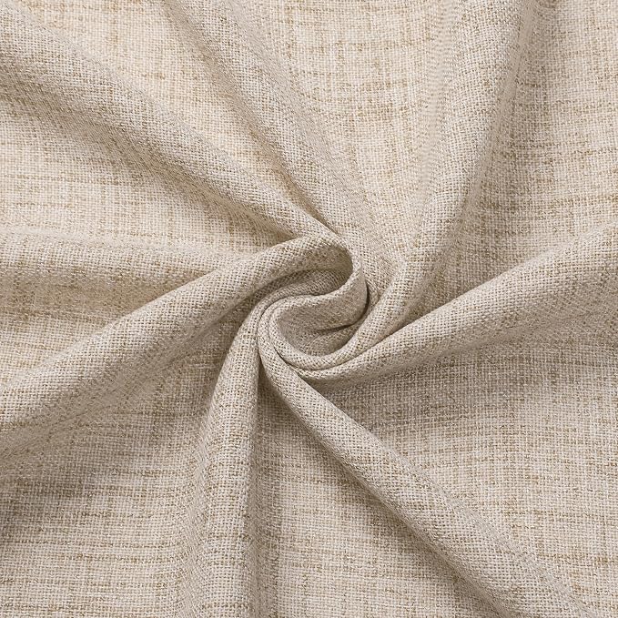 Tollpiz Short Linen Curtains Bedroom Rod Pocket Semi Sheer Curtain Burlap Light - Image 9
