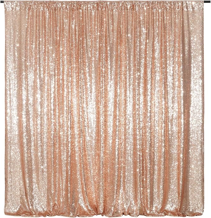 Poise3EHome Sequin Backdrop Curtain, 10Ft x 10Ft Rose Gold Glitter Photography by Poise3EHome