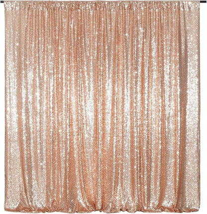 Poise3EHome Sequin Backdrop Curtain, 10Ft x 10Ft Rose Gold Glitter Photography by Poise3EHome