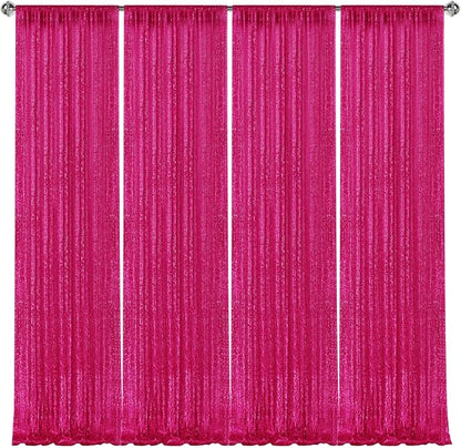 2×8FT-4PCS Fuchsia Sequin Backdrop Curtains Panels, Photography Backdrop - Image 9