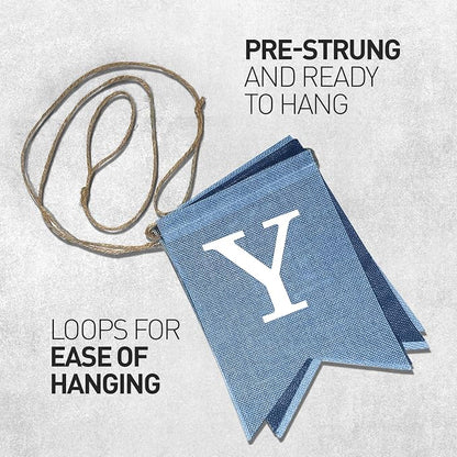 Pre-Strung Blue Happy Birthday Banner, No DIY Burlap Banner, Colorful Party - Image 4
