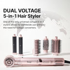 L'ANGE HAIR TurboStyle All-in-One Air Styling & Drying System | 5-in-1 Attachments with Auto-Wrap Curlers & Volumizing Brush | Fast-Drying Brushless Motor Dryer | Dual Voltage | All Hair Types (Black)