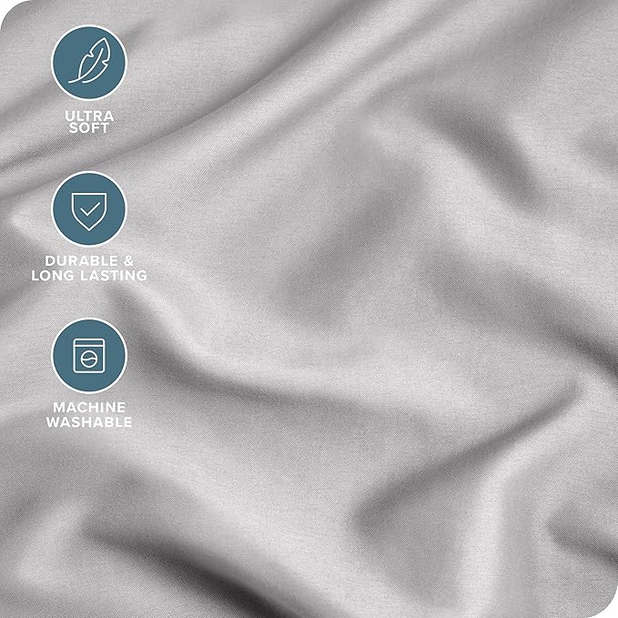 Bare Home Microfiber Body Pillow Cover - Ultra Soft & Cooling - Double Brushed - Envelope Closure - Easy Care (20''x54'' Body Pillow Cover, Light Grey)