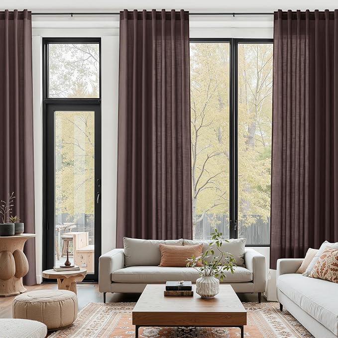 Coffee Brown Linen 112 Inch Curtains - Image 6