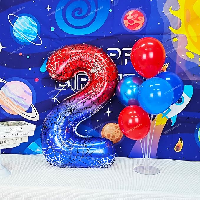 40 IN Red Blue Gradient Number 9 Balloon Large Digital 9 Foil Balloon | - Image 6
