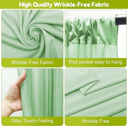 Sage Green Backdrop Curtain Drapes - Image 3