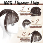 Hair Toppers for Women Real Human Hair - 360° Coverage Dark Brown Clip In Topper with Bangs for Thinning Hair Upgraded 4×6 cm Silk Base Ideal for Everyday Use