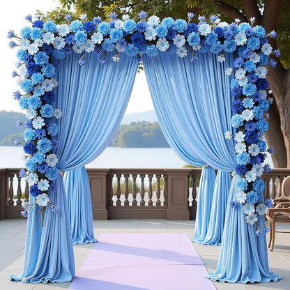 Blue Backdrop Curtain for Wedding Parties Backdrop Drapes 10x10FT | Wrinkle - Image 3