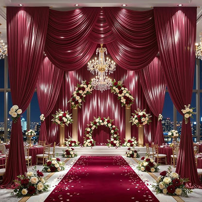 30x10ft Burgundy Glitter Backdrop Curtain - Image 3